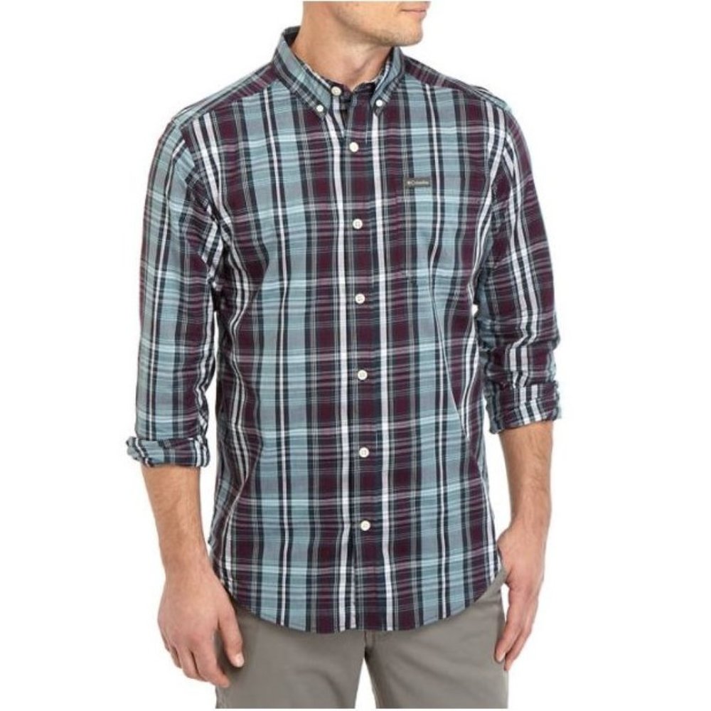 Columbia Plaid Rapid Rivers blue plaid Shirt Size S